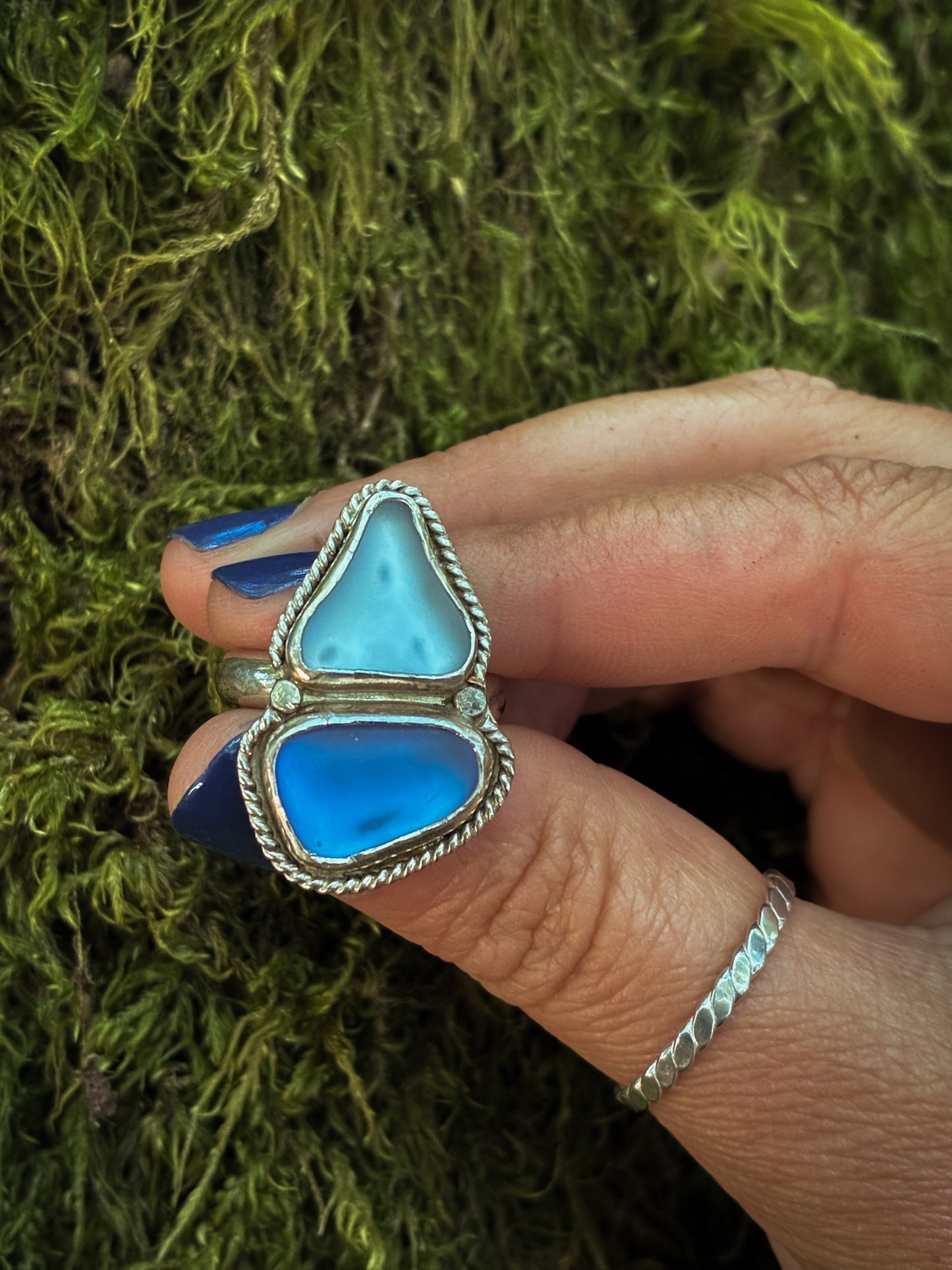 Tide Pool Sea Glass Ring - Size 6.75
