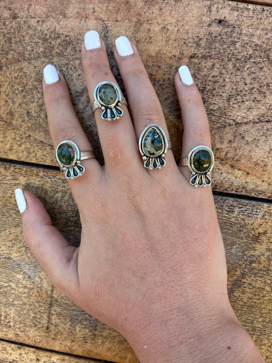 Handmade Sterling Silver Ocean Jasper Statement Ring