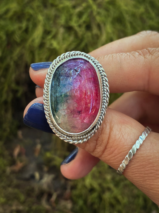 Rainbow Quartz Cocktail Ring - Size 6.25