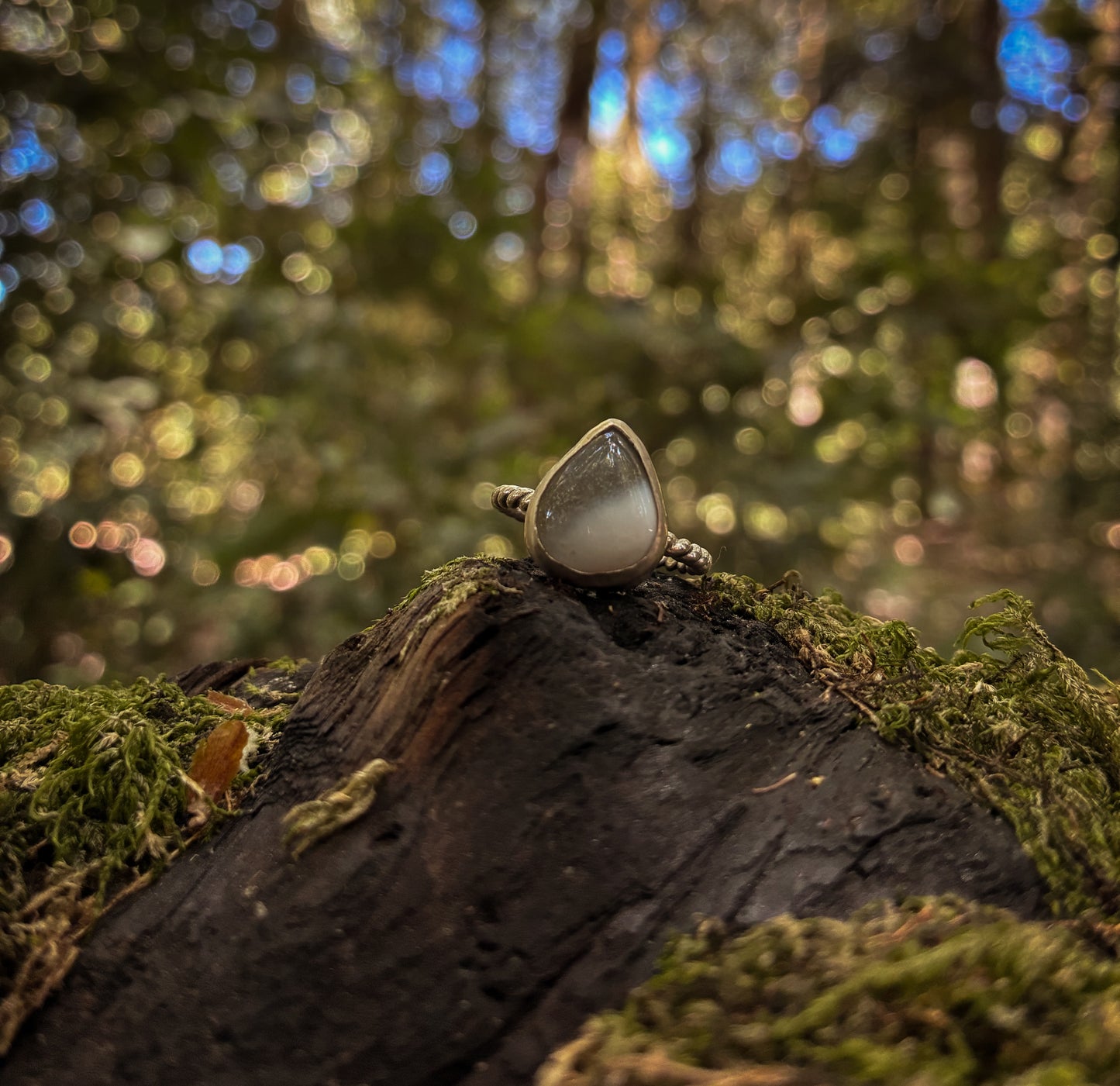 Moon Glow Chalcedony Ring - Size 6.5