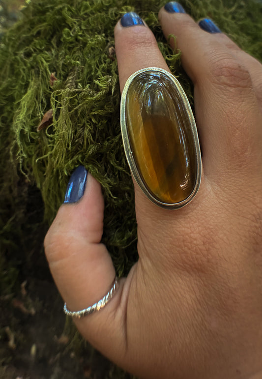Golden Tiger Eye Power Ring - Size 8