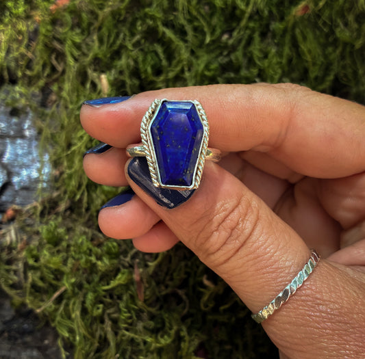 Lapis Lazuli Shield Ring - Size 7.75