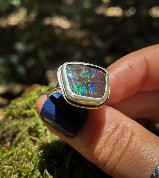 Boulder Opal Matrix Ring - Size 8.75