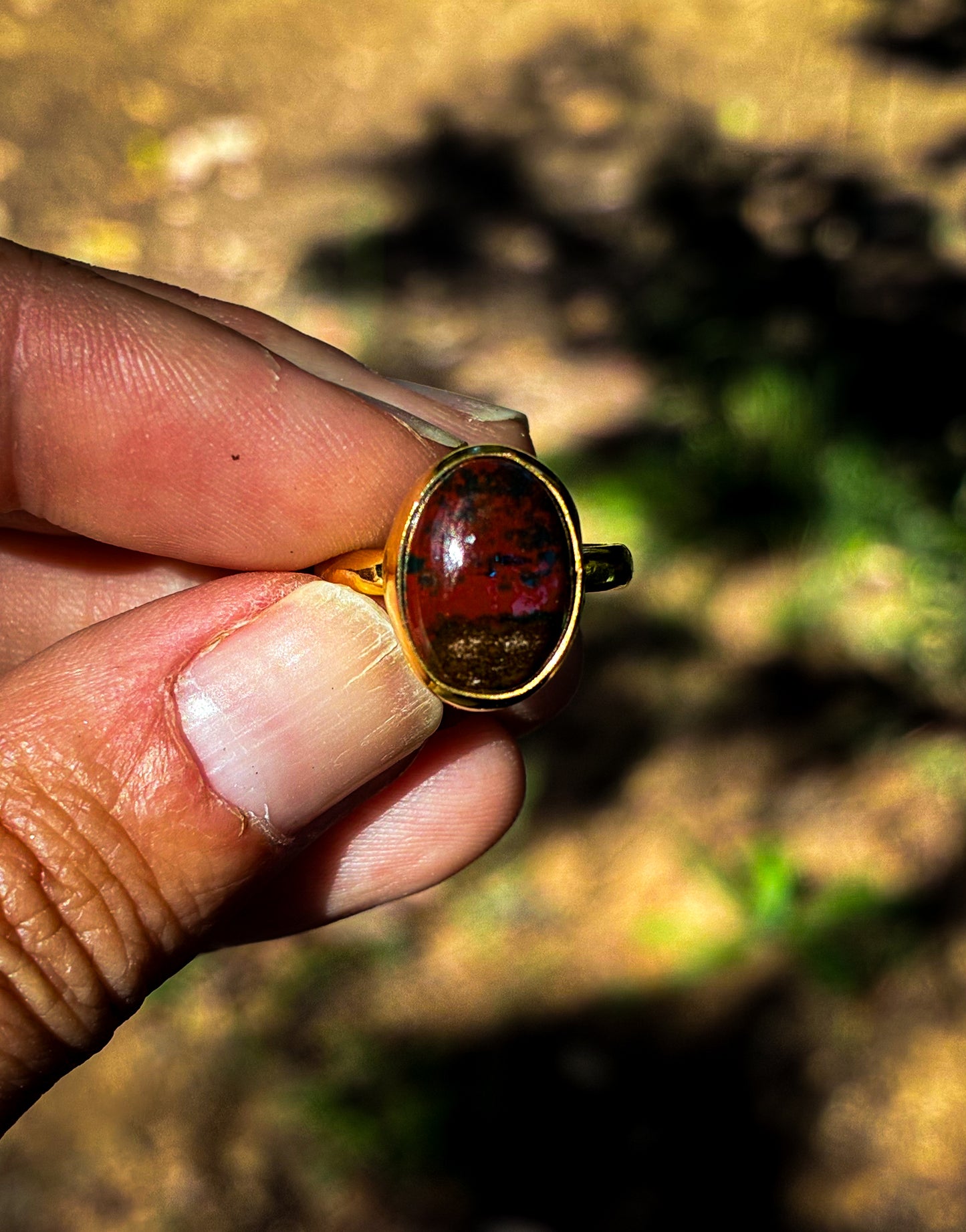 Ocean Red Jasper Gold-Filled Ring – Size 5.5