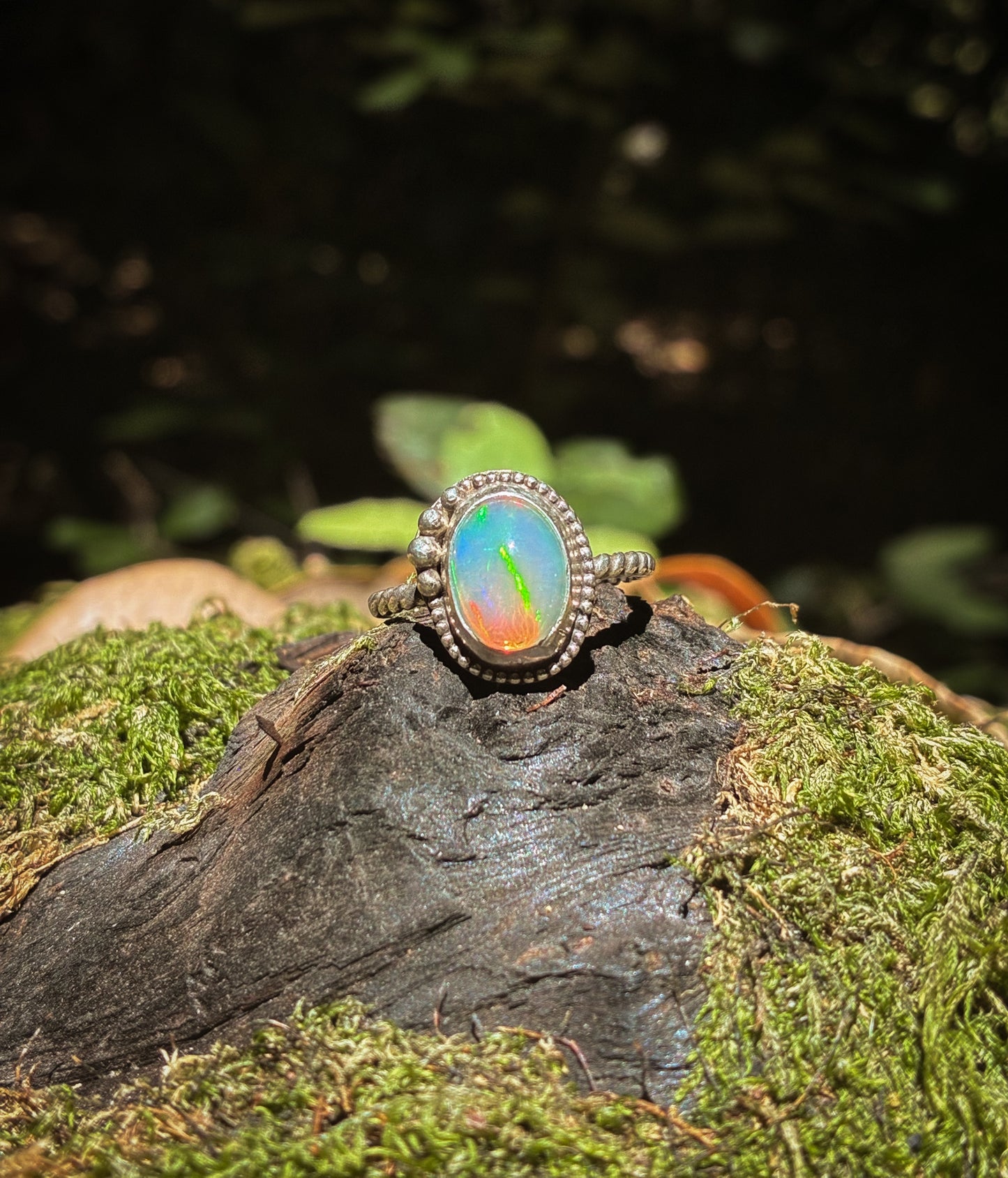 Ethiopian Opal Sterling Silver Ring - Size 9.25