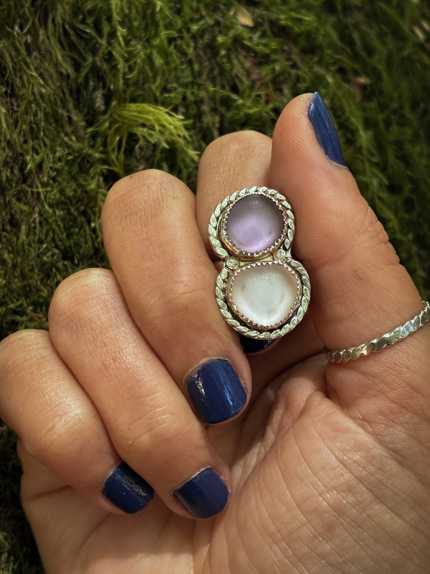 Dual Spirit Sea Glass Ring - Size 6.5