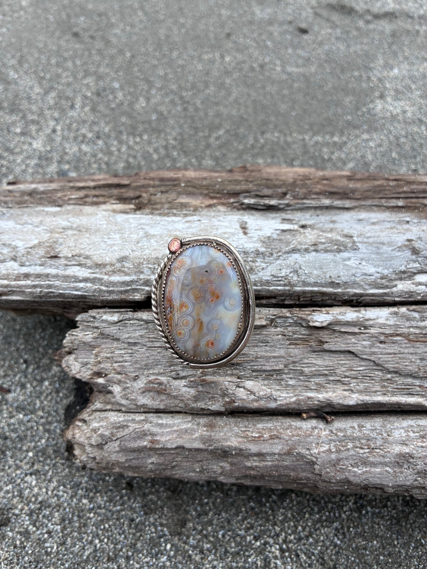 Sterling Silver Ocean Jasper Ring - Size 9.25