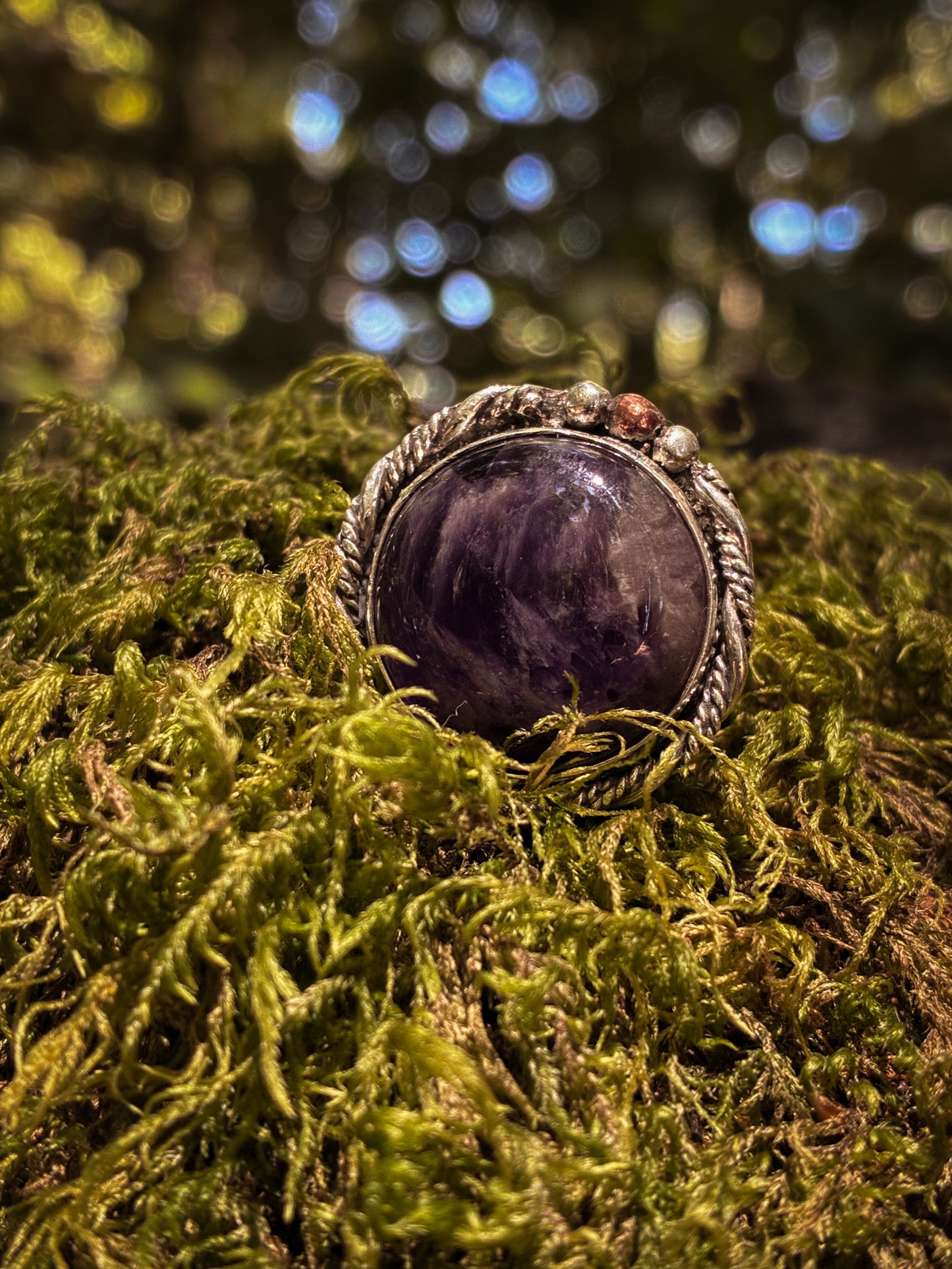 Lepidolite Forest Ring with Copper Accents - Size 5