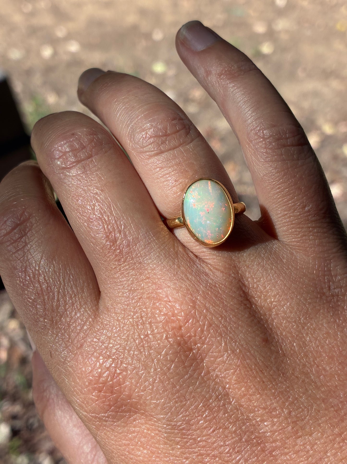Ethereal Opal Gold-Filled Ring – Size 7.25