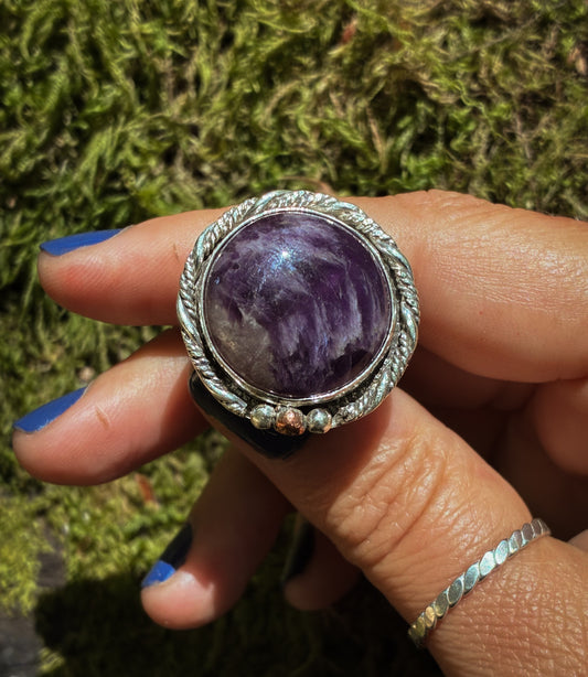 Lepidolite Forest Ring with Copper Accents - Size 5