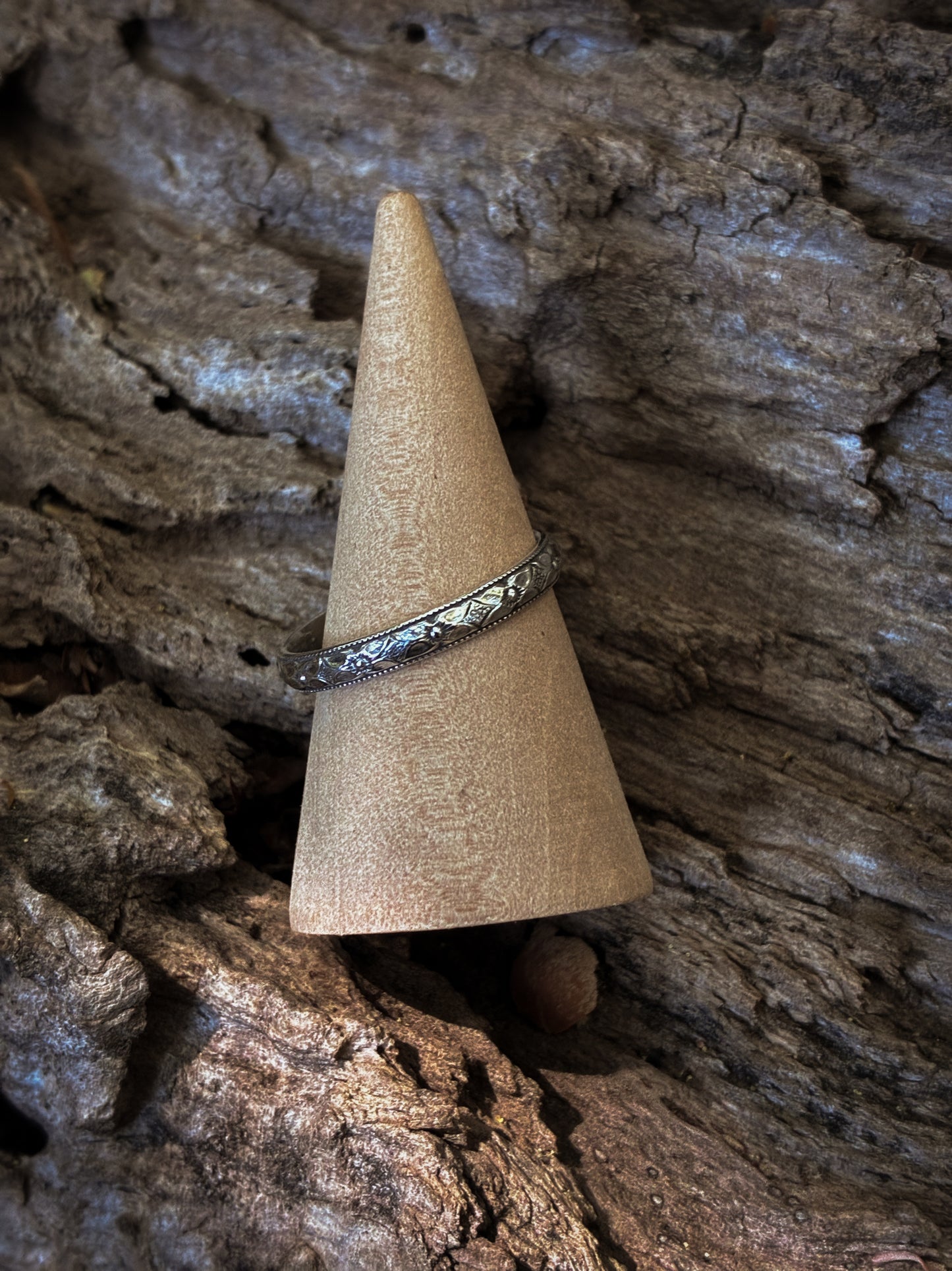 Floral Engraved Stacker Ring