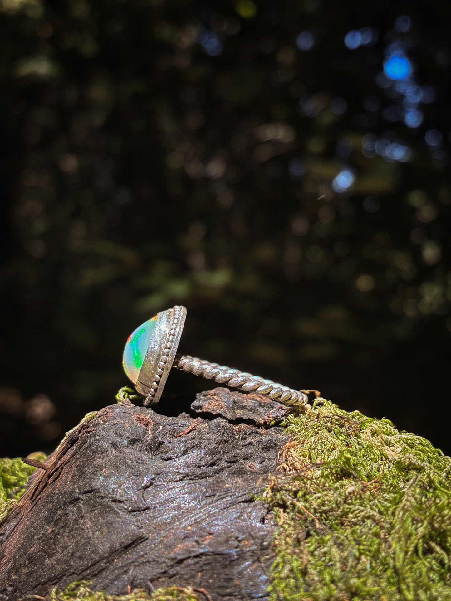 Ethiopian Opal Sterling Silver Ring - Size 9.25