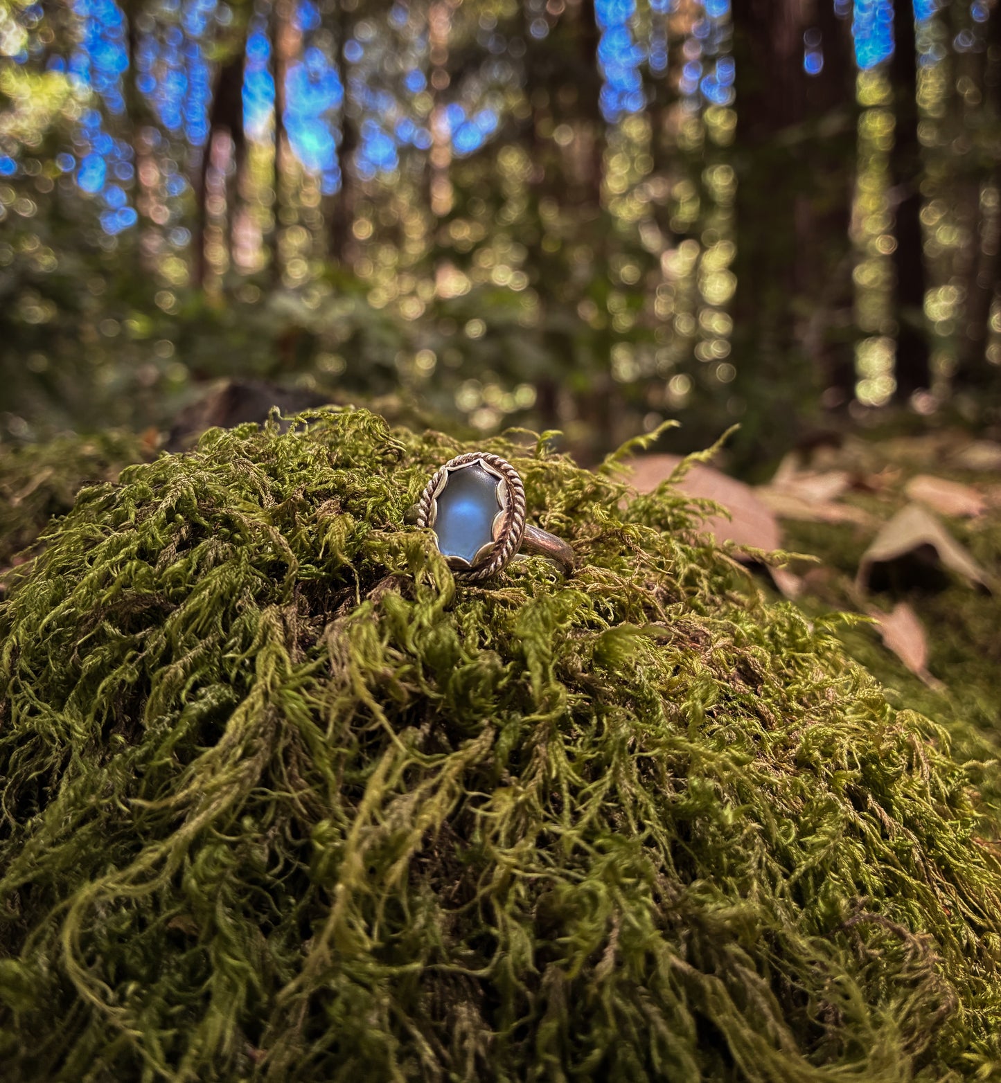 Blue Dream Sea Glass Ring - Size 8.5