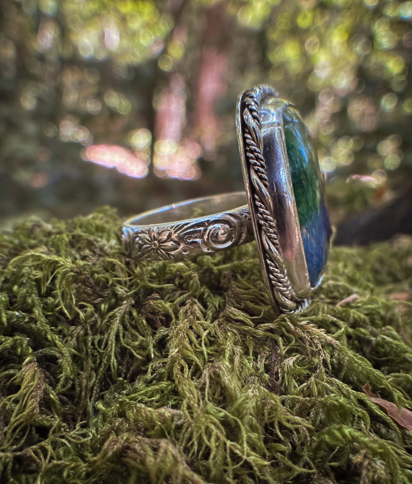 Rainbow Aura Quartz Statement Ring - Size 10.25