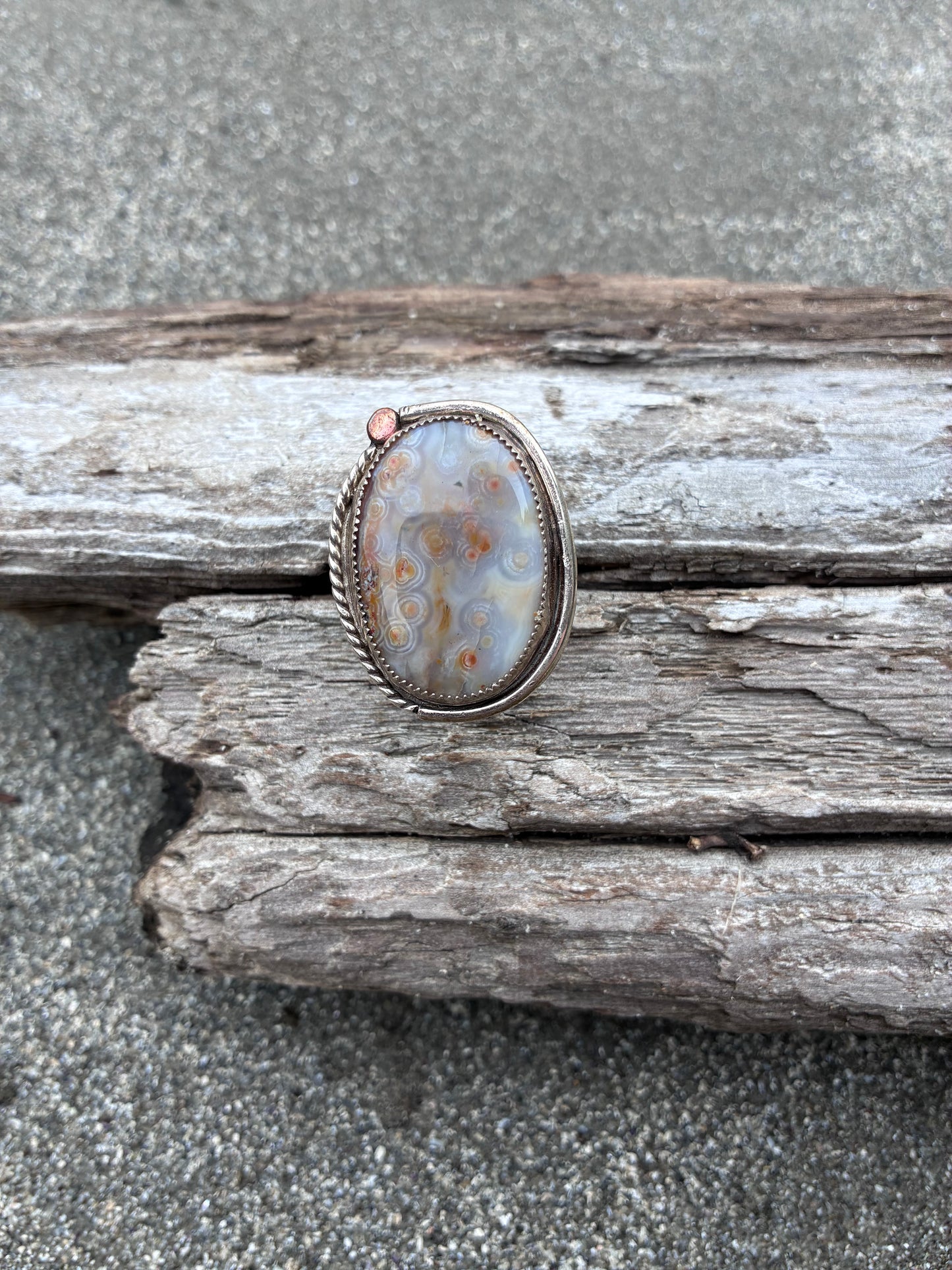 Sterling Silver Ocean Jasper Ring - Size 9.25