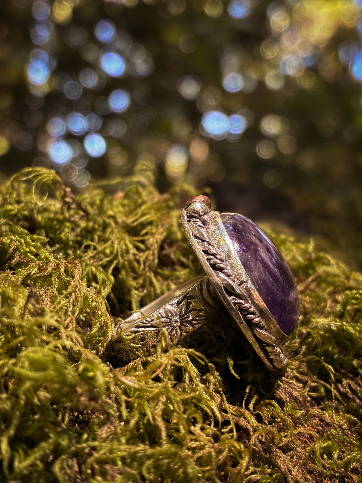 Lepidolite Forest Ring with Copper Accents - Size 5
