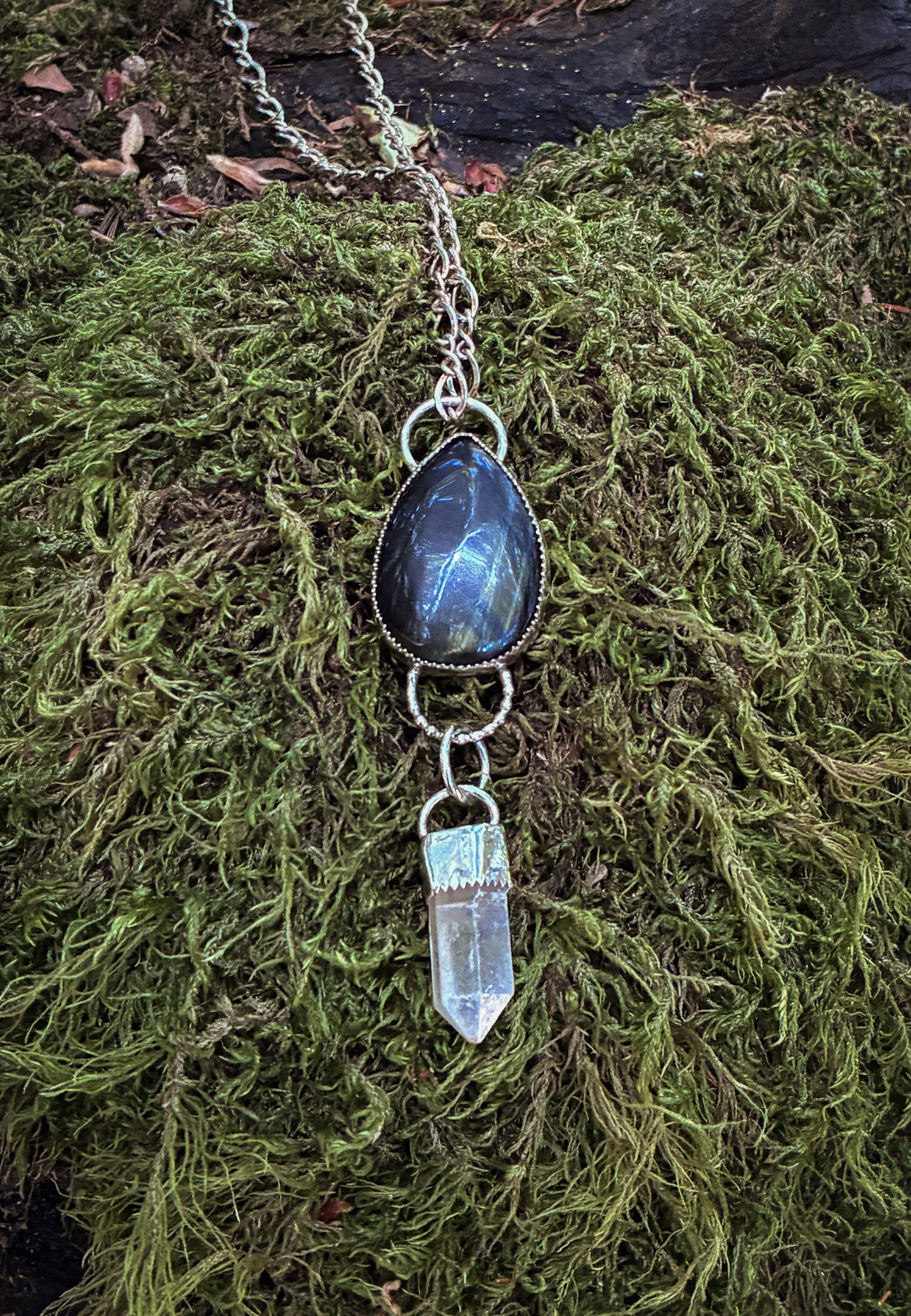 Blue Tiger’s Eye & Quartz Pendant