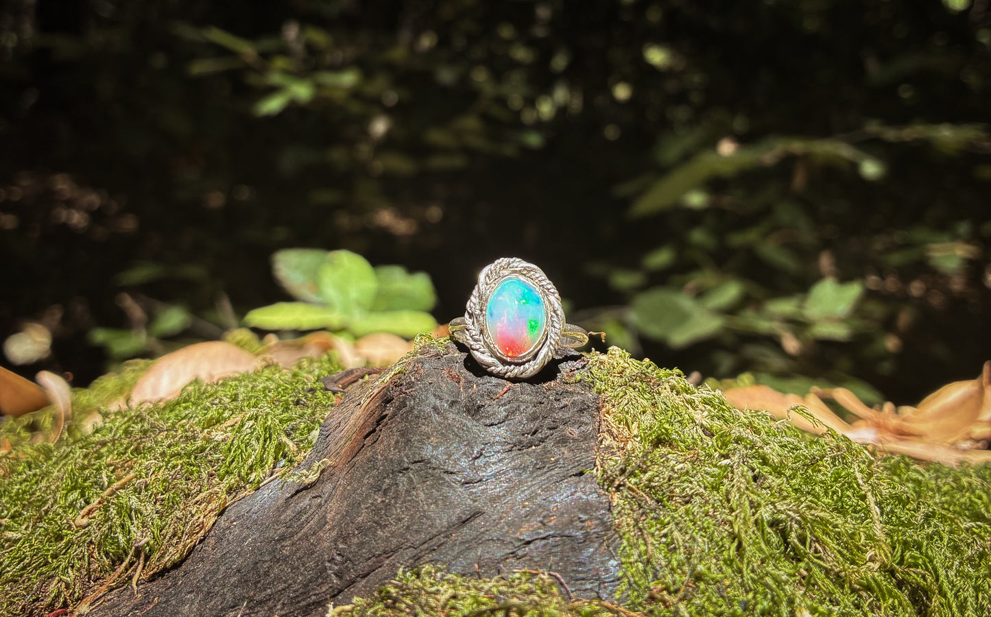 Ethiopian Opal Sterling Silver Ring - Size 9.25