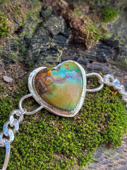 Hubei Turquoise Heart Bracelet | Sterling Silver