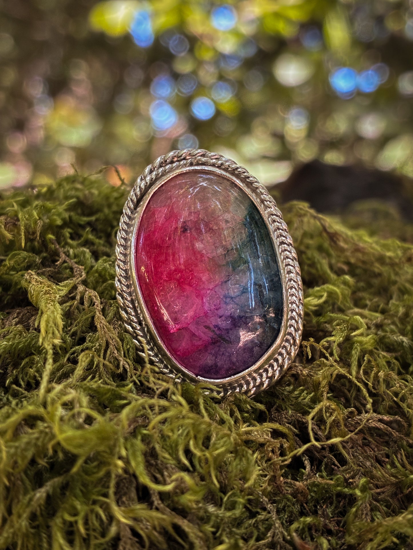 Rainbow Quartz Cocktail Ring - Size 6.25
