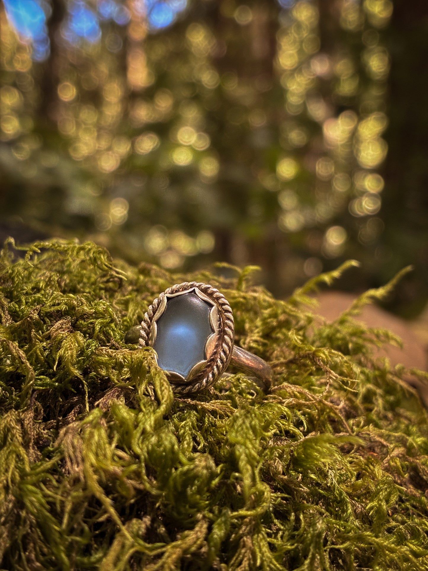 Blue Dream Sea Glass Ring - Size 8.5