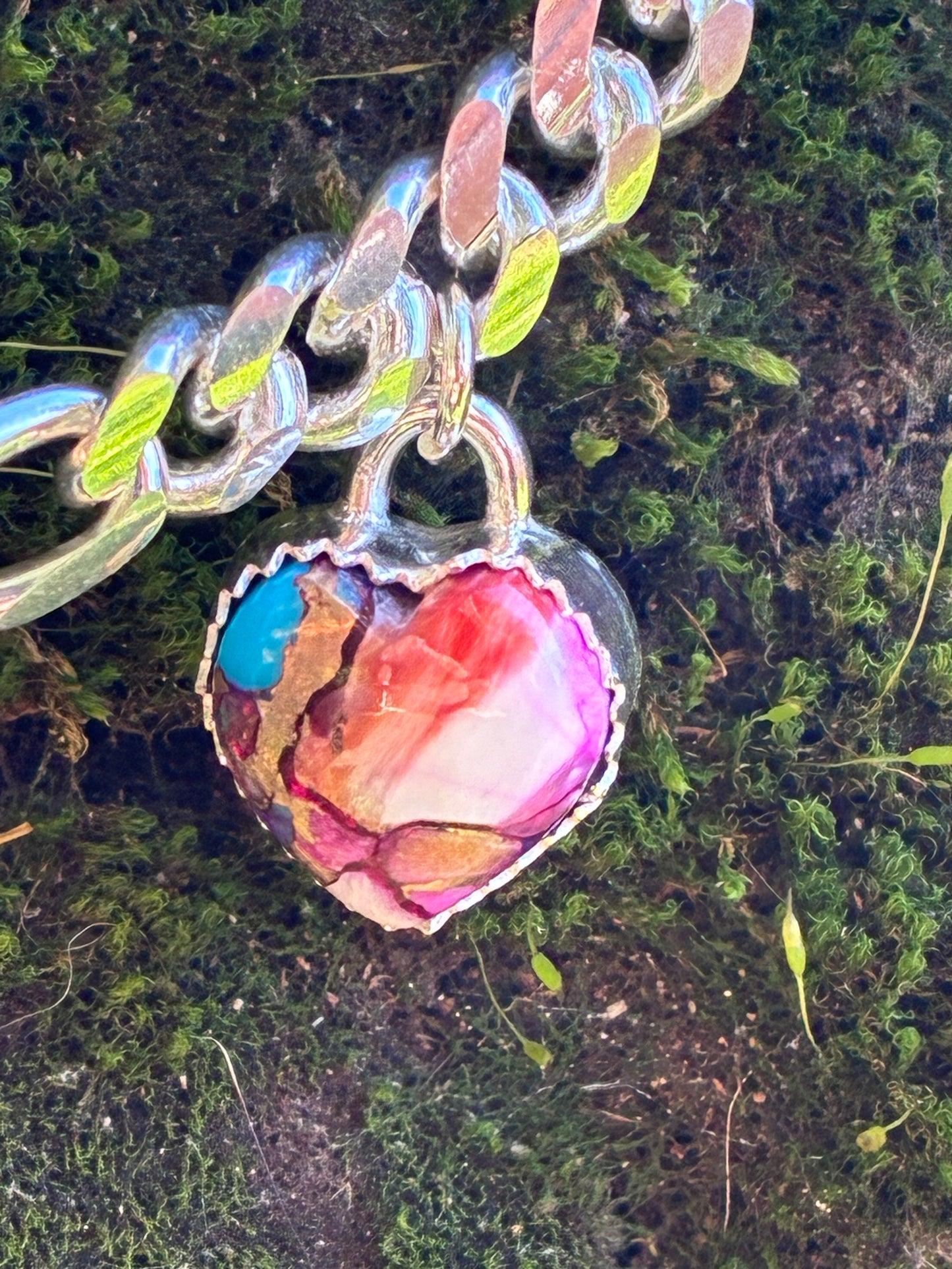 Pink Oyster Shell Triple Heart Charm Necklace – Sterling Silver