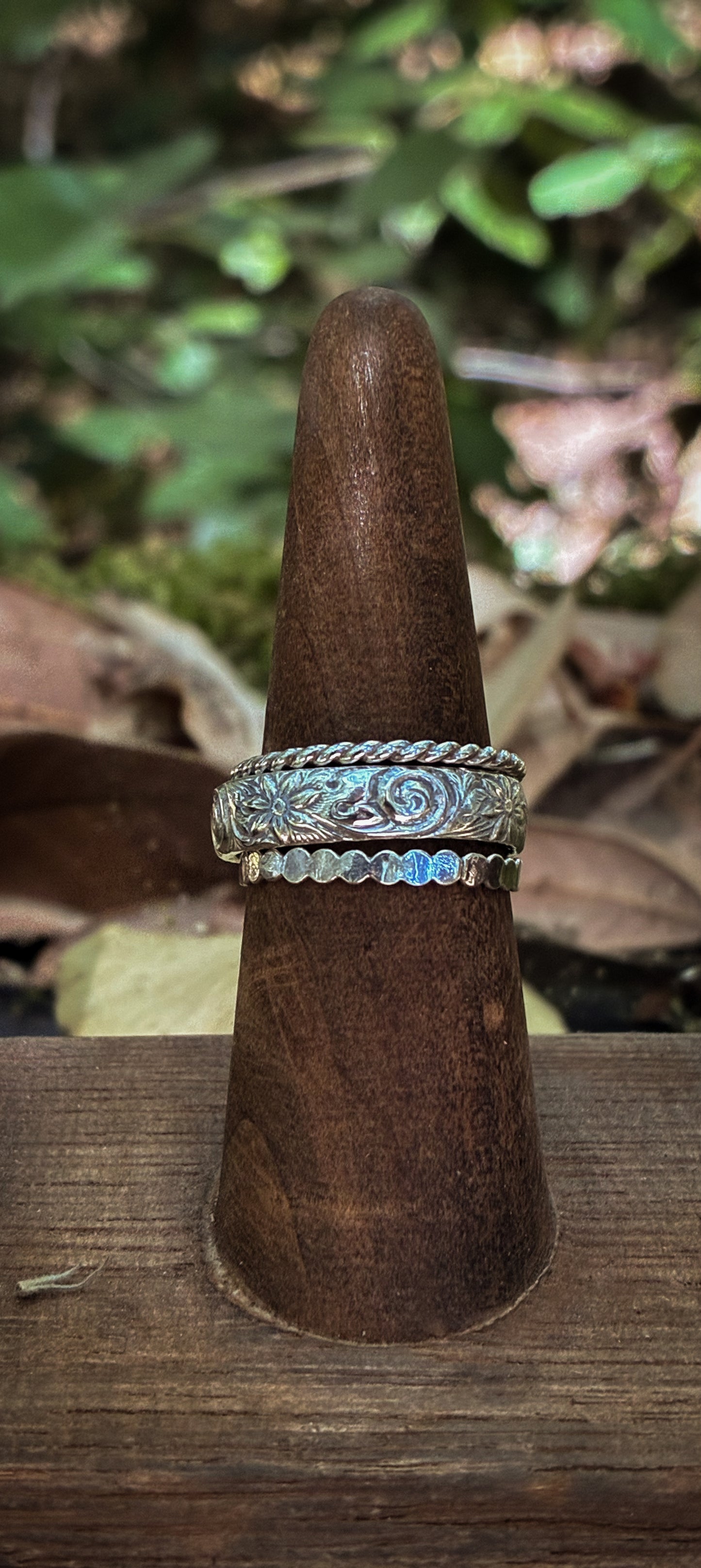 Wide Floral Pattern Stacking Ring