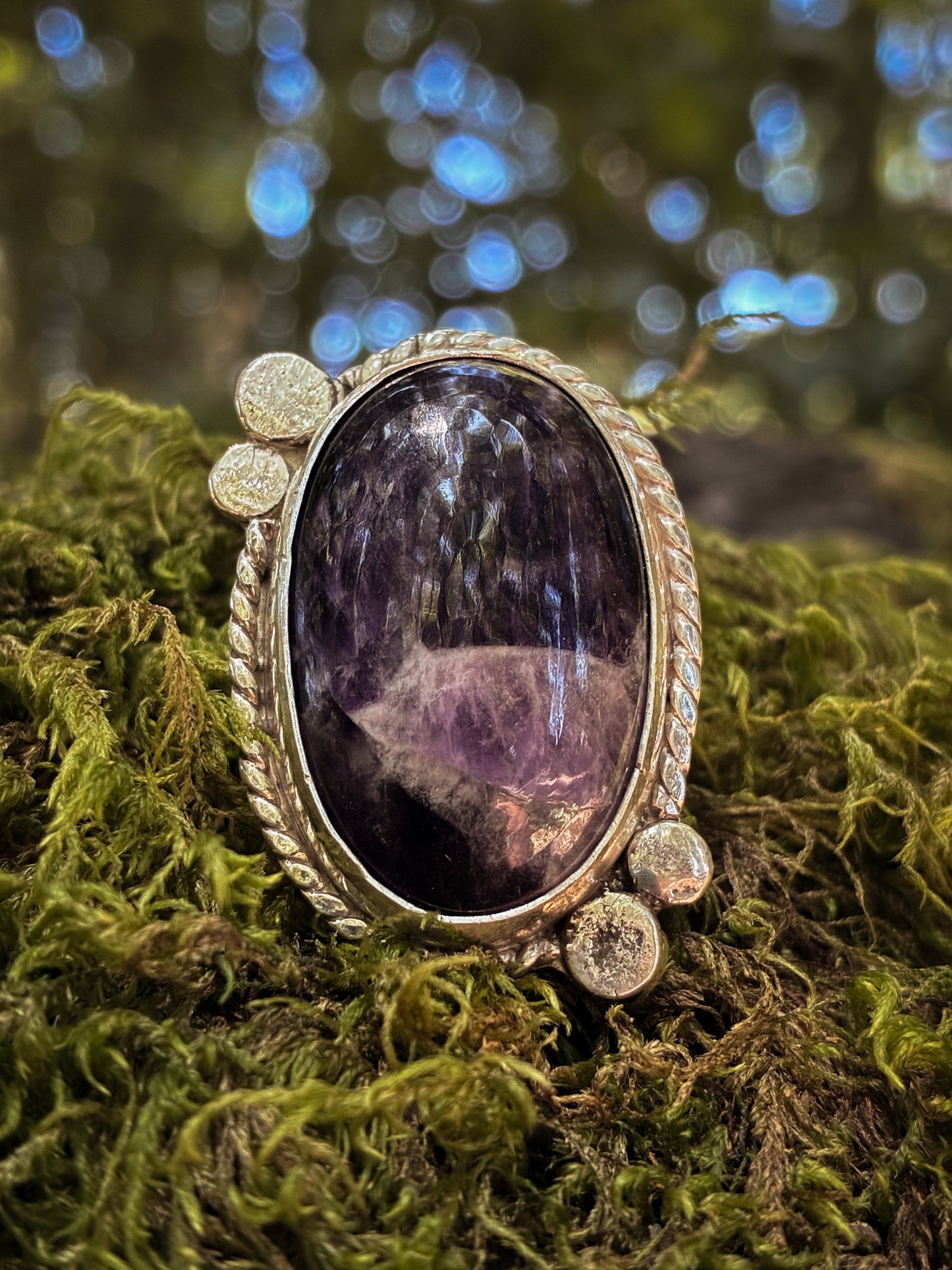Soothing Lepidolite Moon Ring - Size 7.75