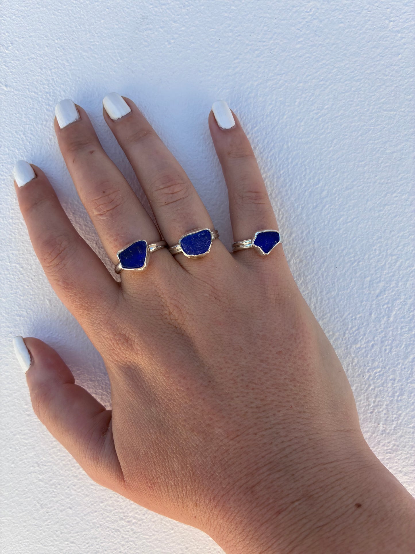 Mendocino Sea Glass Ring – Cobalt Blue Sterling Silver Ring