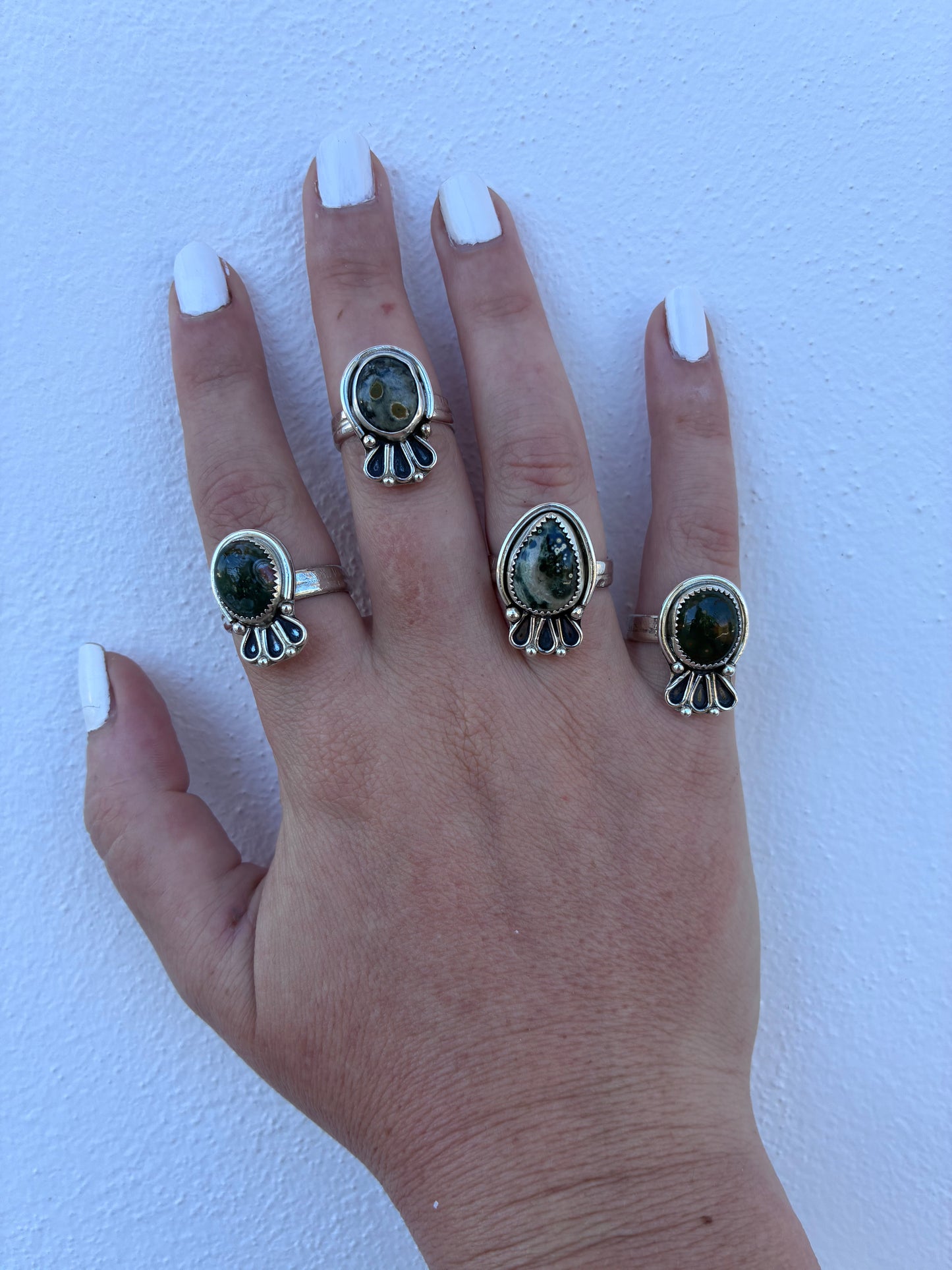 Handmade Sterling Silver Ocean Jasper Statement Ring
