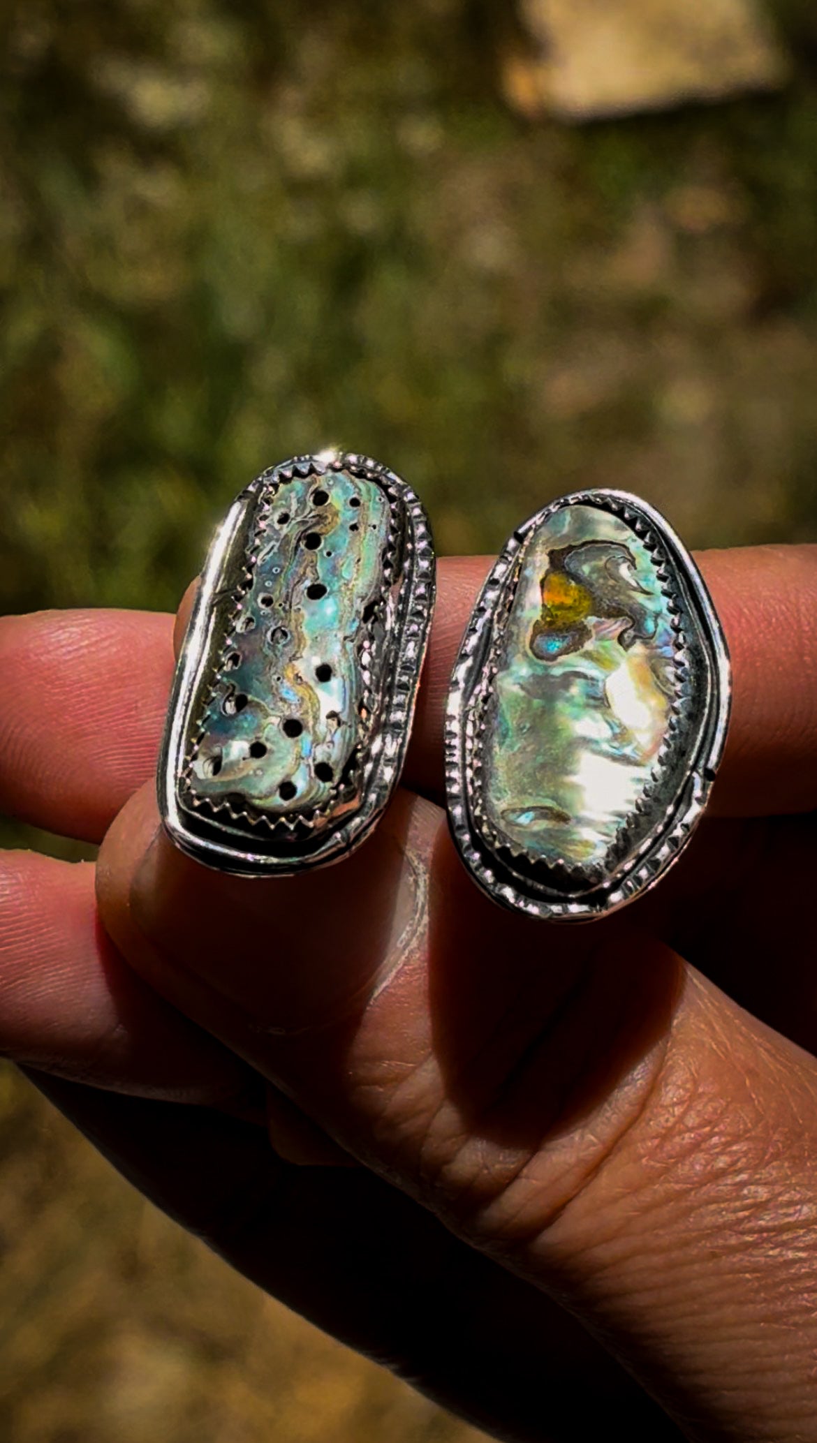 One of a Kind Sterling Silver Abalone Ring – Size 7