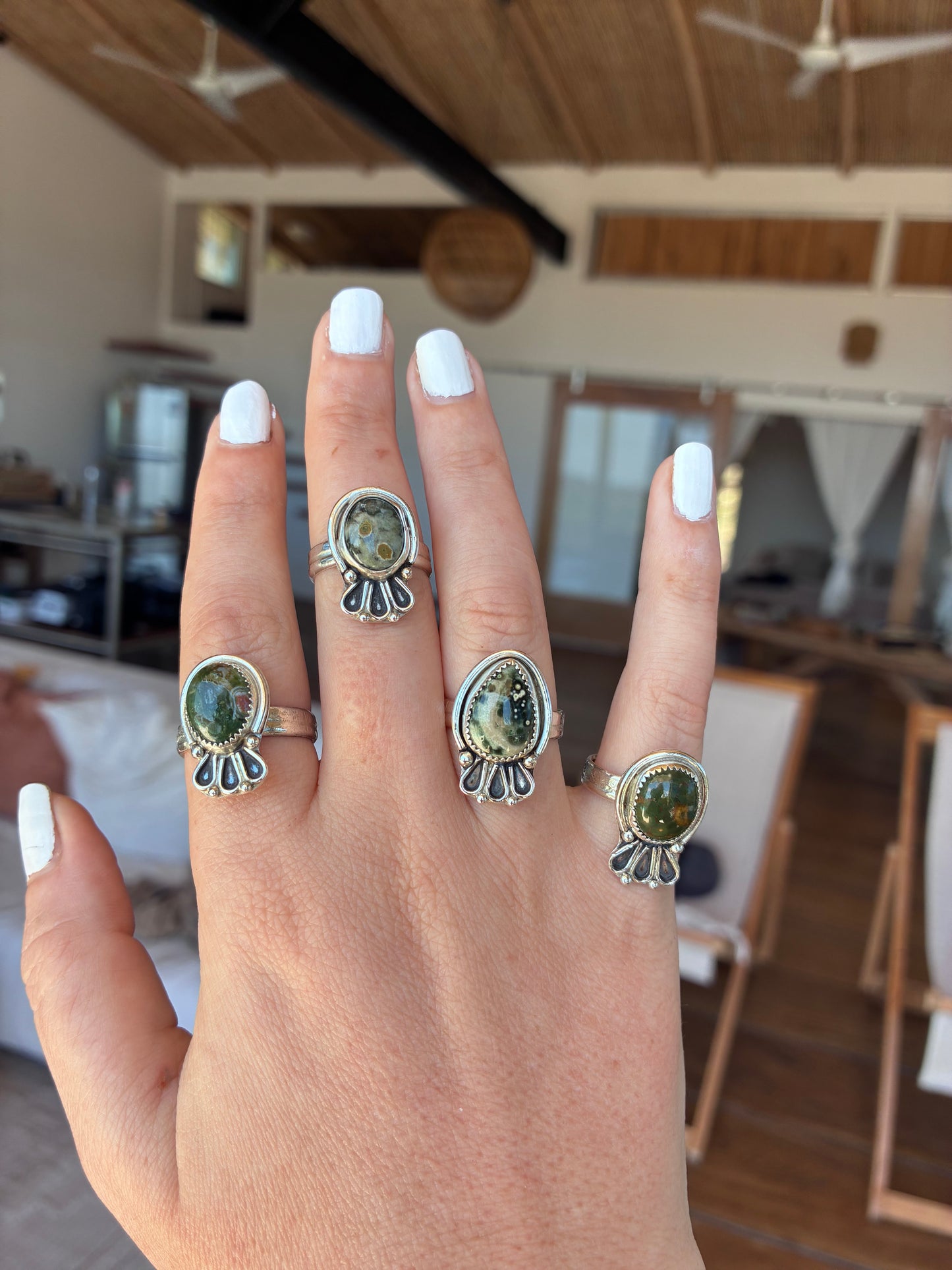 Handmade Sterling Silver Ocean Jasper Statement Ring