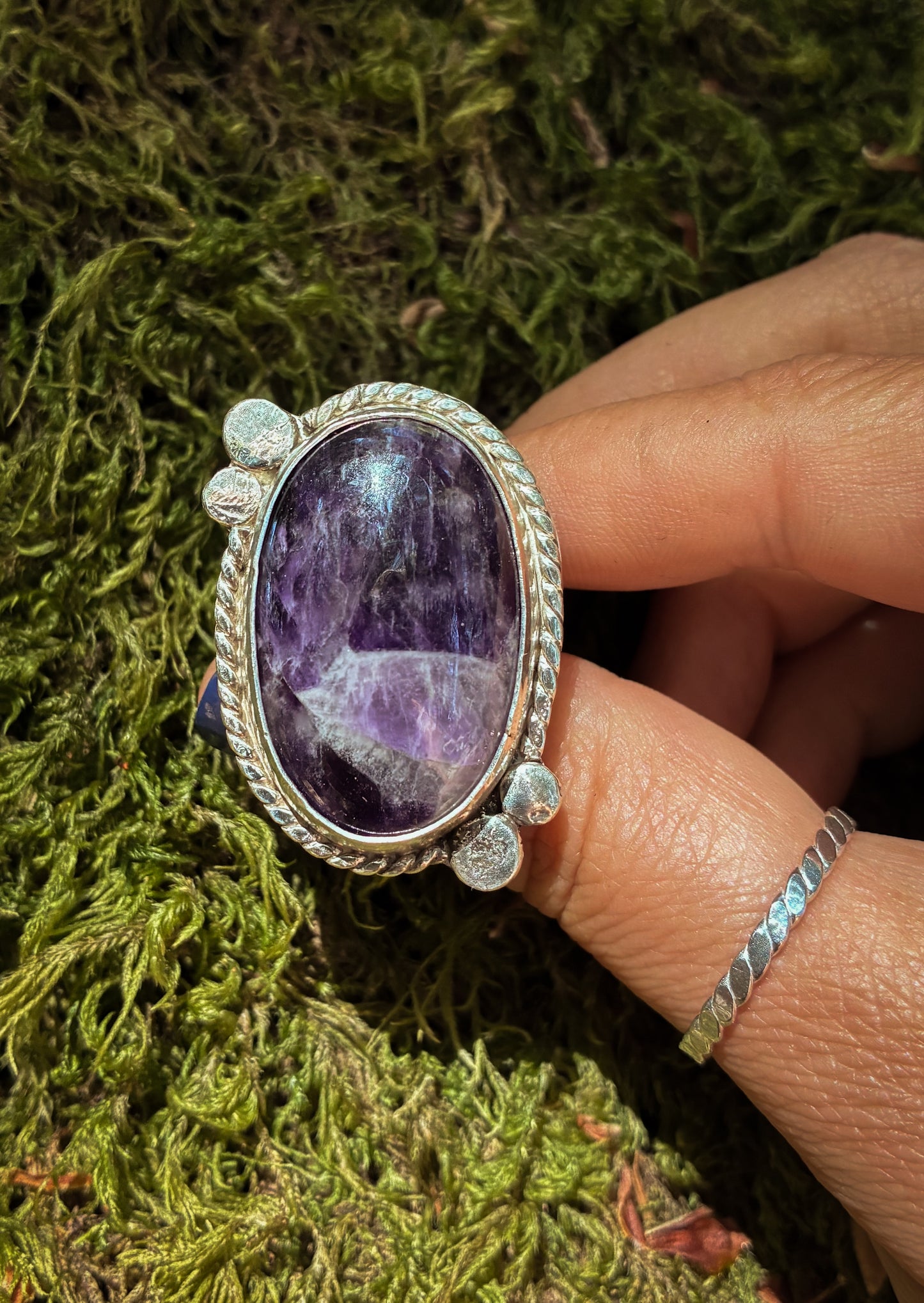 Soothing Lepidolite Moon Ring - Size 7.75