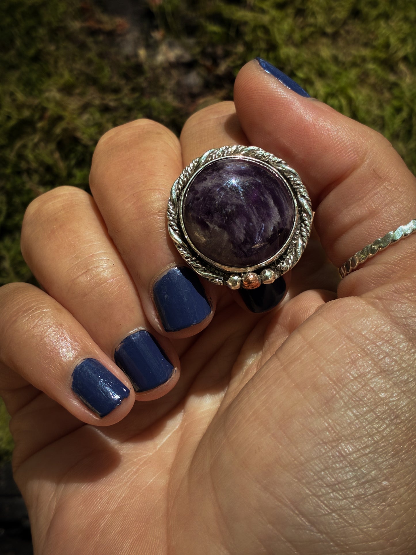 Lepidolite Forest Ring with Copper Accents - Size 5