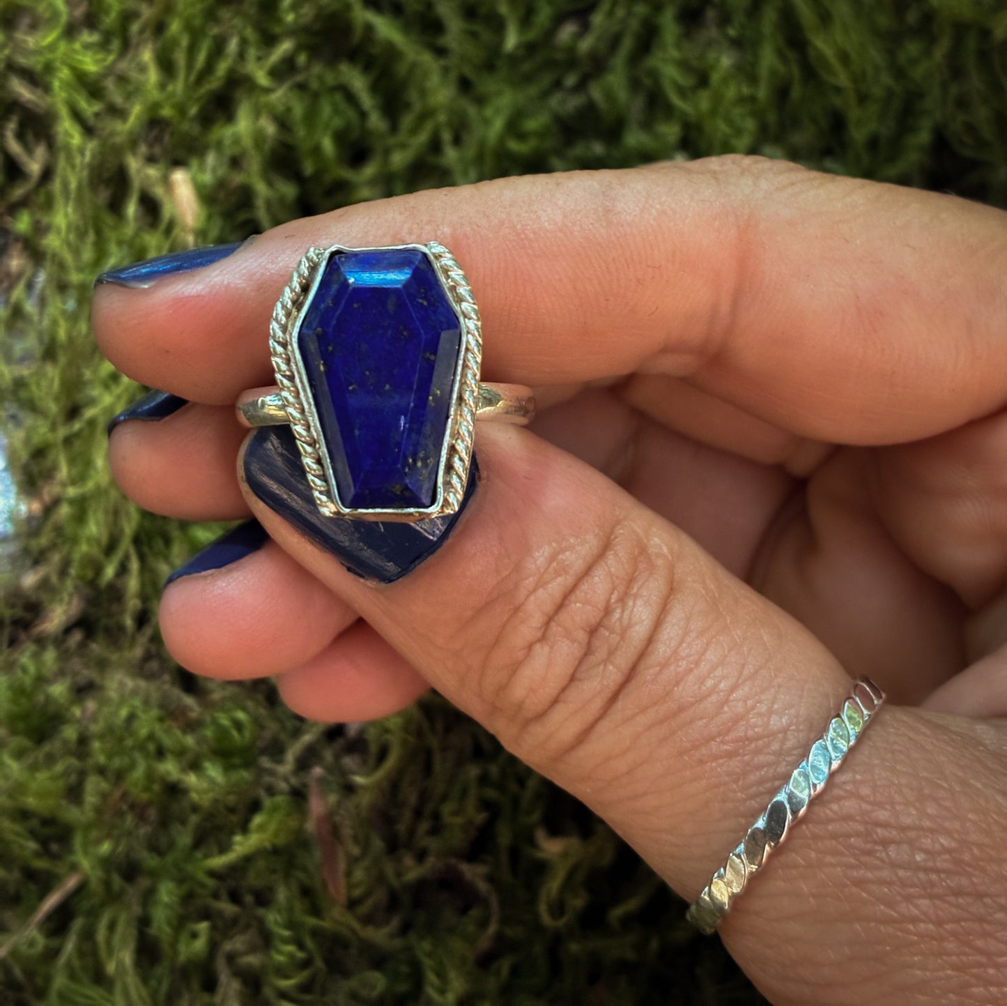 Lapis Lazuli Shield Ring - Size 7.75