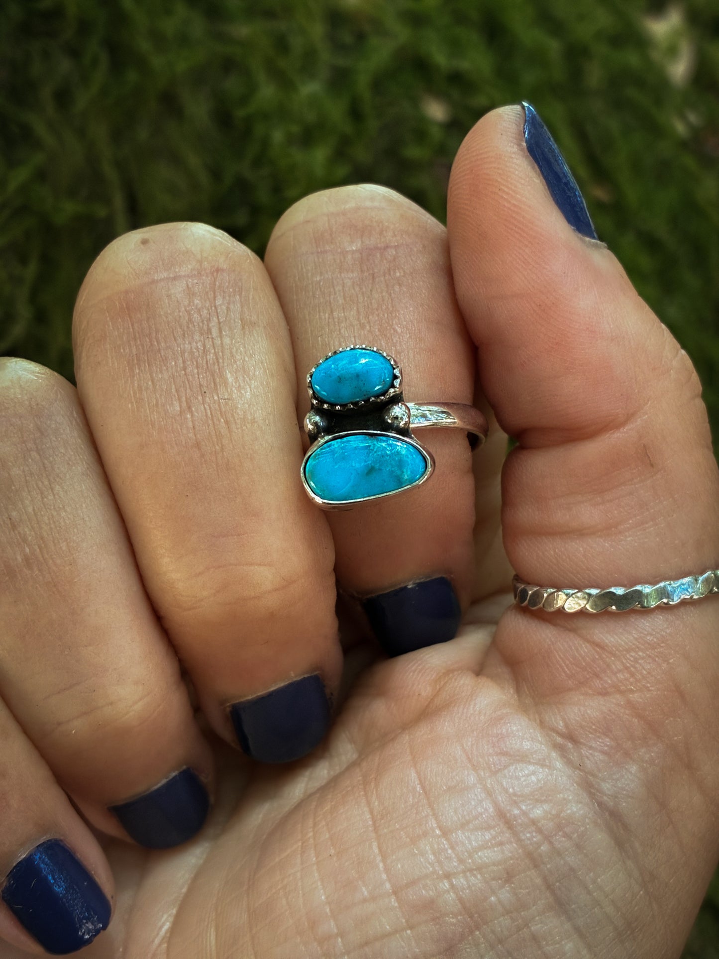 Double Turquoise Stacked Ring – Size 6.75