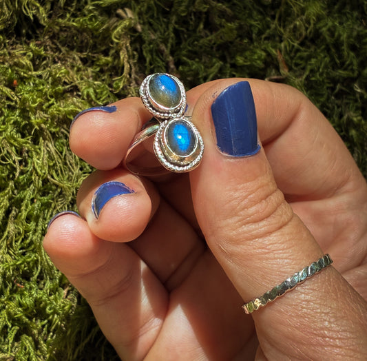 Double Labradorite Duo Ring - Size 9.5