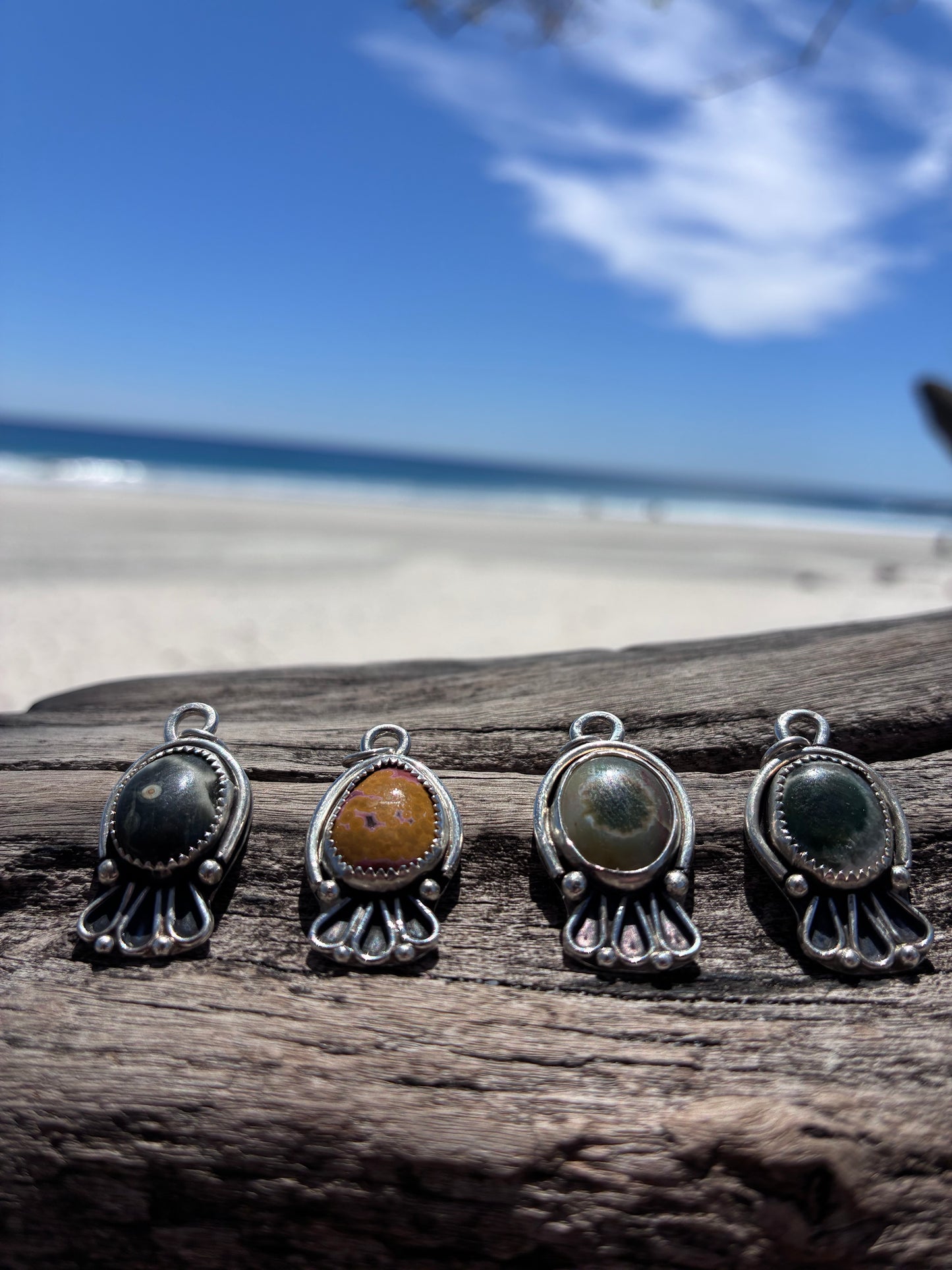 Sterling Silver Ocean Jasper Pendant Necklace – Handmade Artisan Jewelry