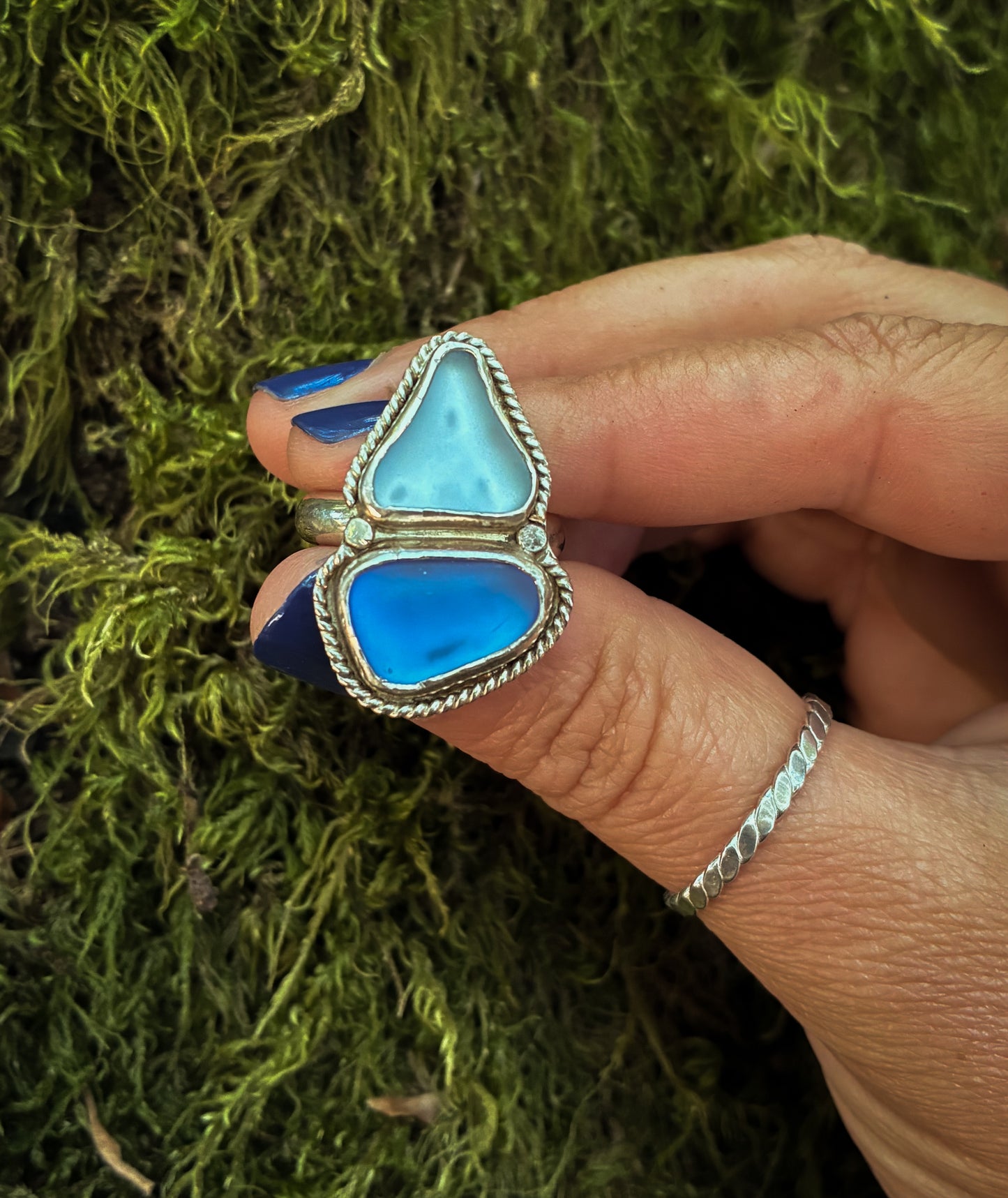 Tide Pool Sea Glass Ring - Size 6.75