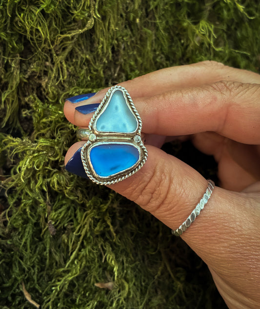 Tide Pool Sea Glass Ring - Size 6.75