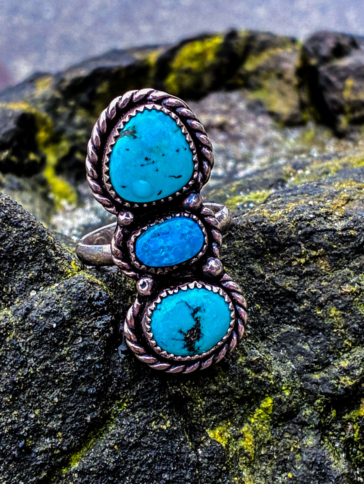 Triple Turquoise Stack Ring - Size 6.25