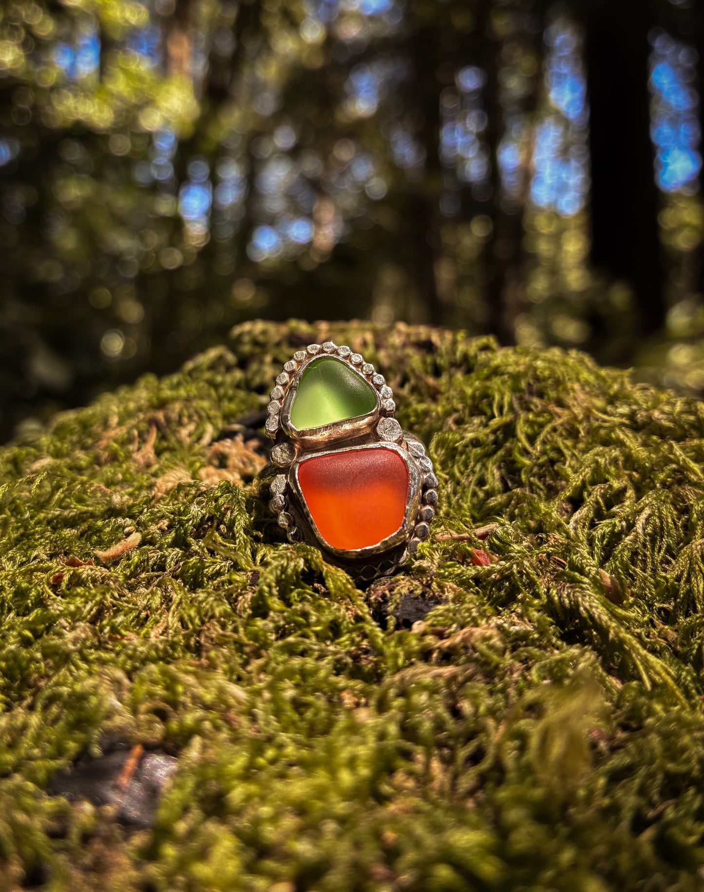 Harvest Glow Pumpkin Sea Glass Ring