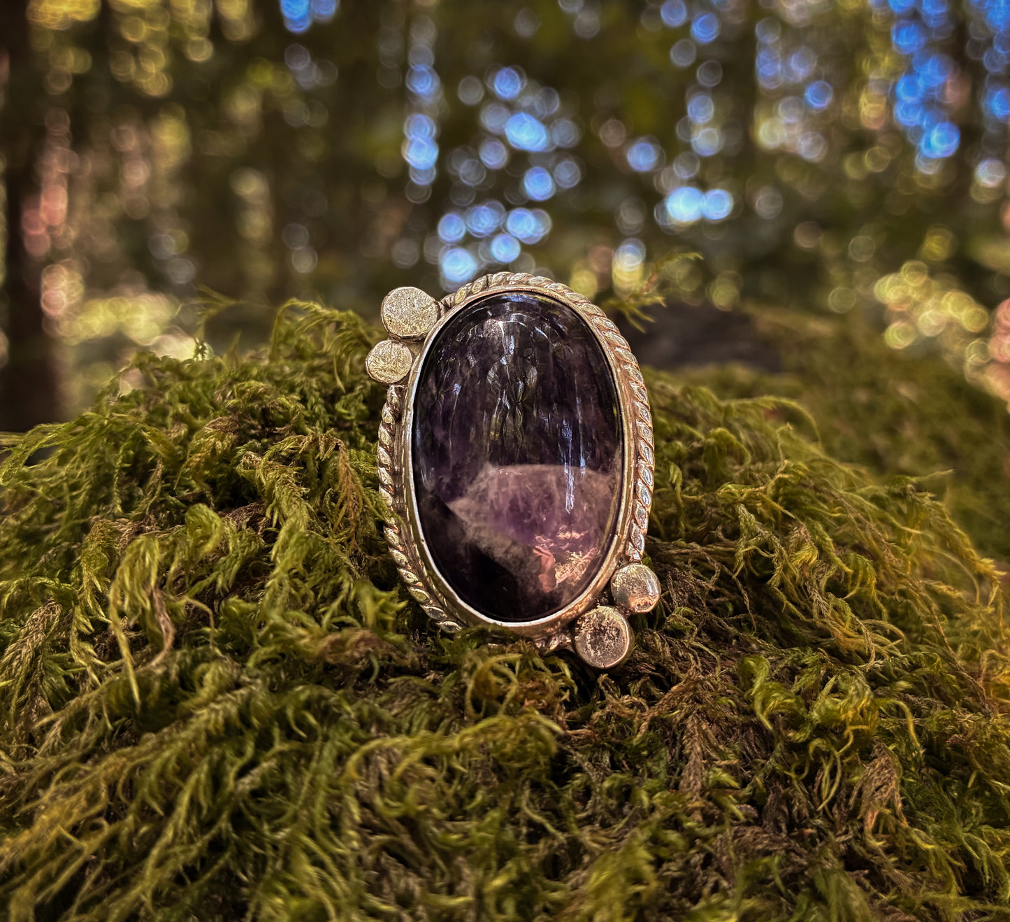 Soothing Lepidolite Moon Ring - Size 7.75
