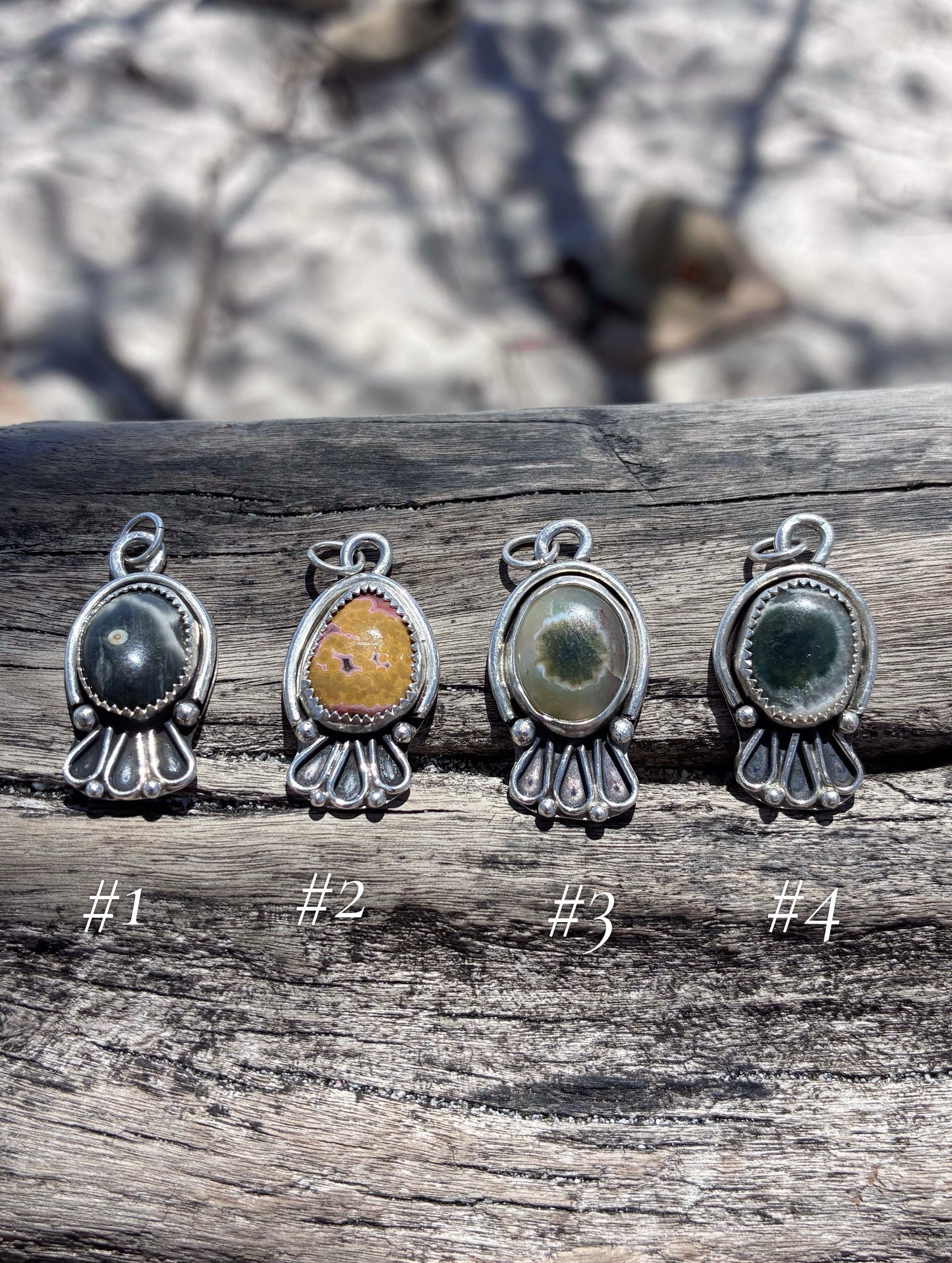 Sterling Silver Ocean Jasper Pendant Necklace – Handmade Artisan Jewelry