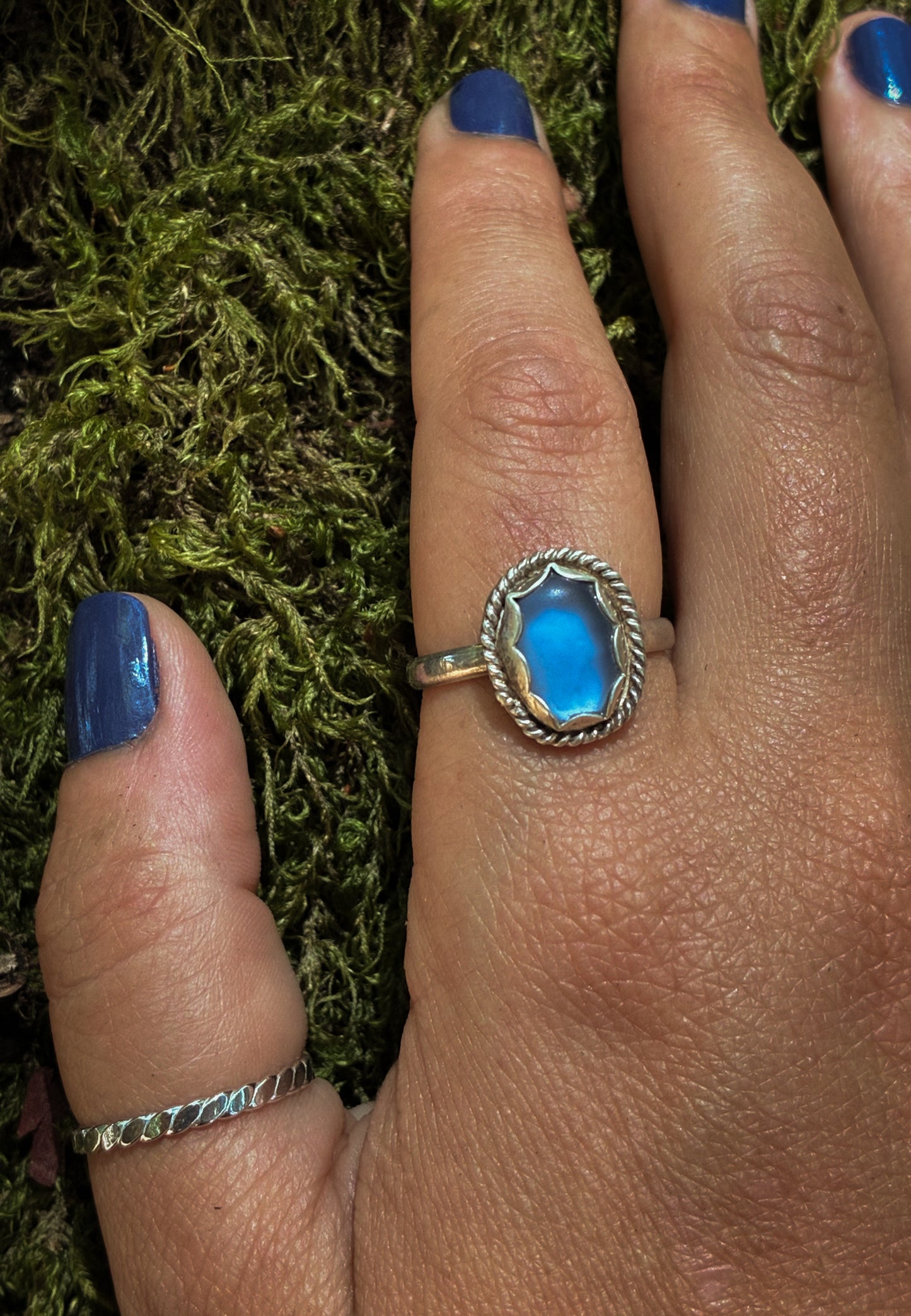 Blue Dream Sea Glass Ring - Size 8.5