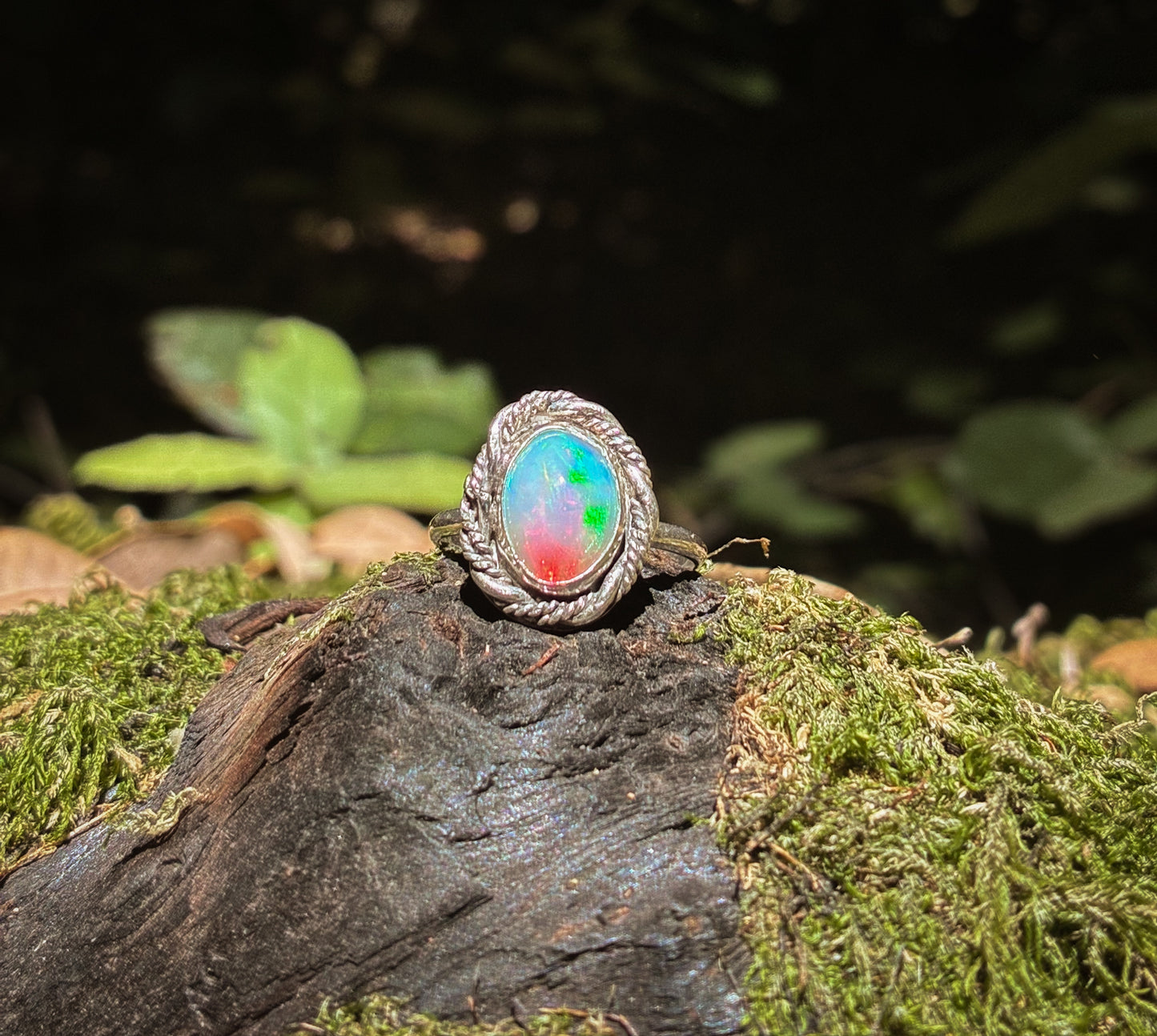 Ethiopian Opal Sterling Silver Ring - Size 9.25