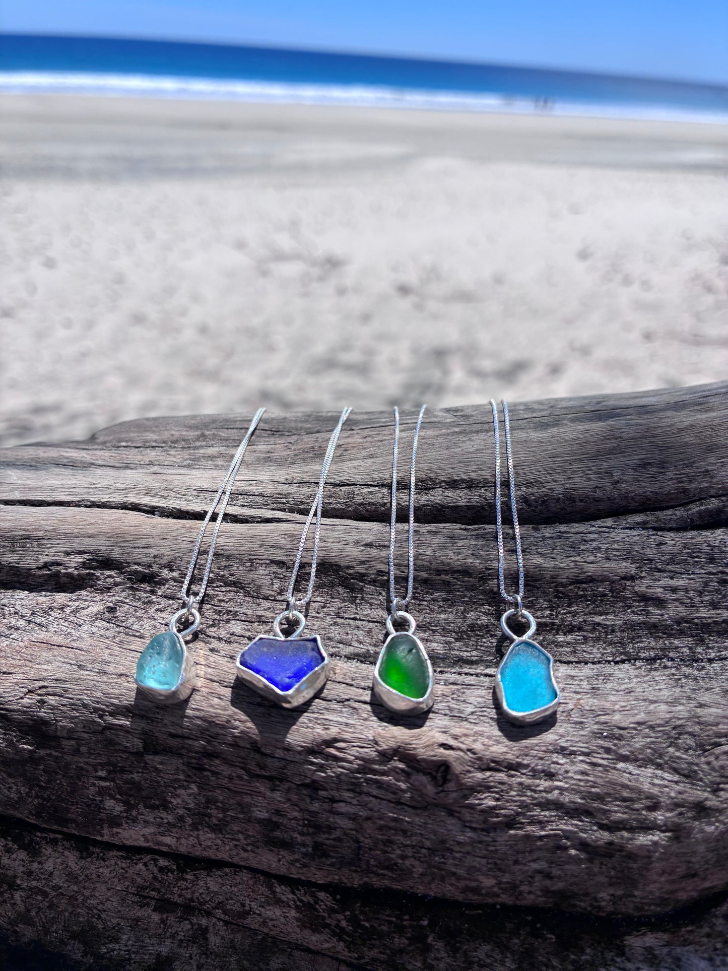 Mendocino Sea Glass Necklace – Handmade Sterling Silver Pendant