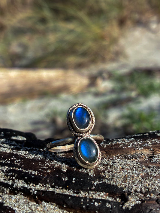 Double Labradorite Duo Ring - Size 9.5